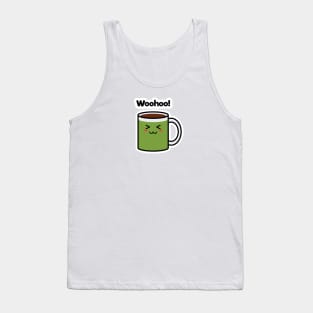 Woohoo! | Coffee | Charging | Low Battery | Cute Kawaii | White Tank Top